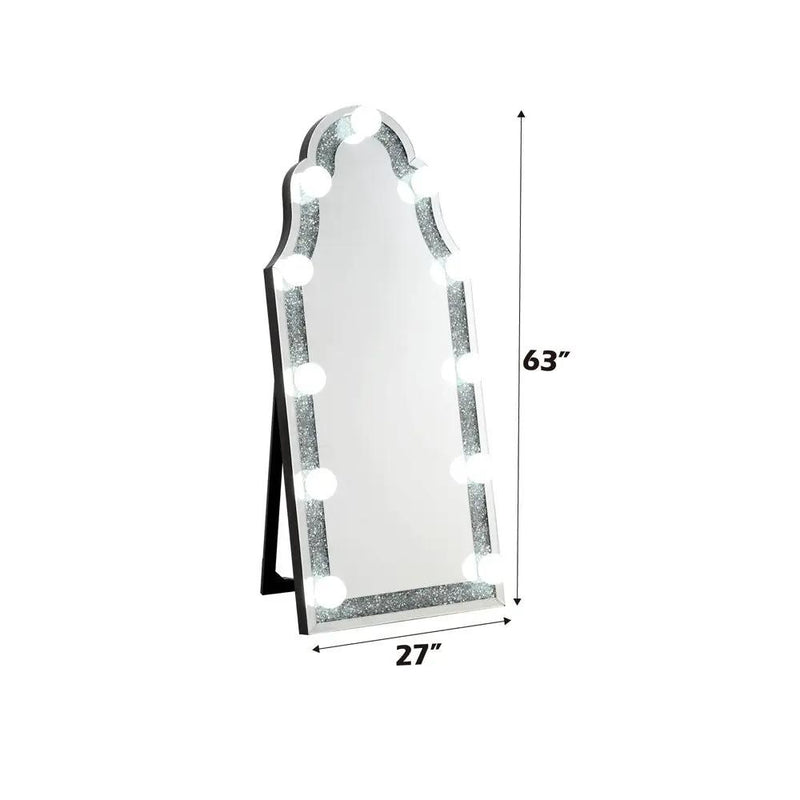 Noralie - Hollywood Floor Mirror - Mirrored & Faux Diamonds by Unique Piece Furniture