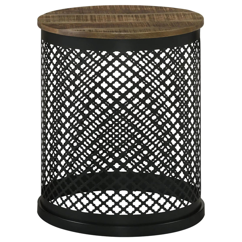 Drum Base Accent Table - Brown by HouseOfZazla