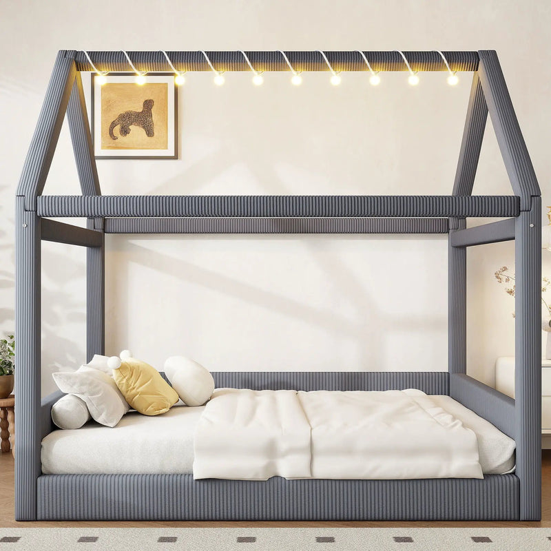 Upholstered House Style Daybed With LED Light Strips by HouseOfZazla