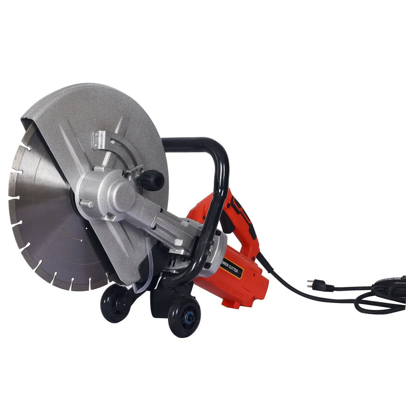Electric 14" Cut Off Saw Wet / Dry Concrete Saw Cutter With Guide Roller And Water Line Attachment, 3000W - Black / Silver by HouseOfZazla