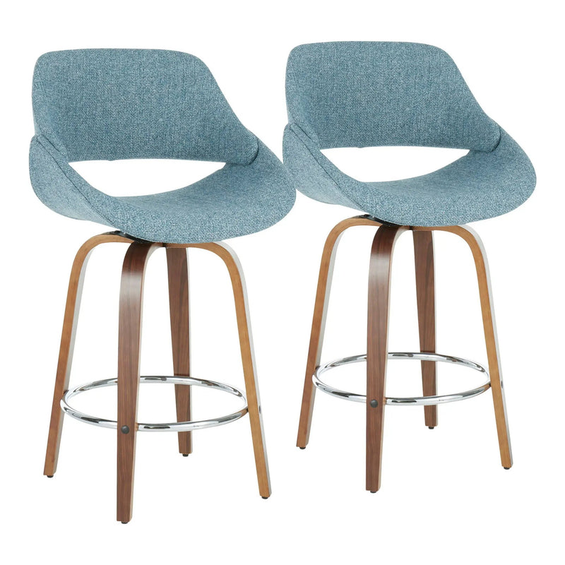 Fabrico - Mid Century Modern, Fixed Height Counter Stool With Round Footrest (Set of 2) by HouseOfZazla