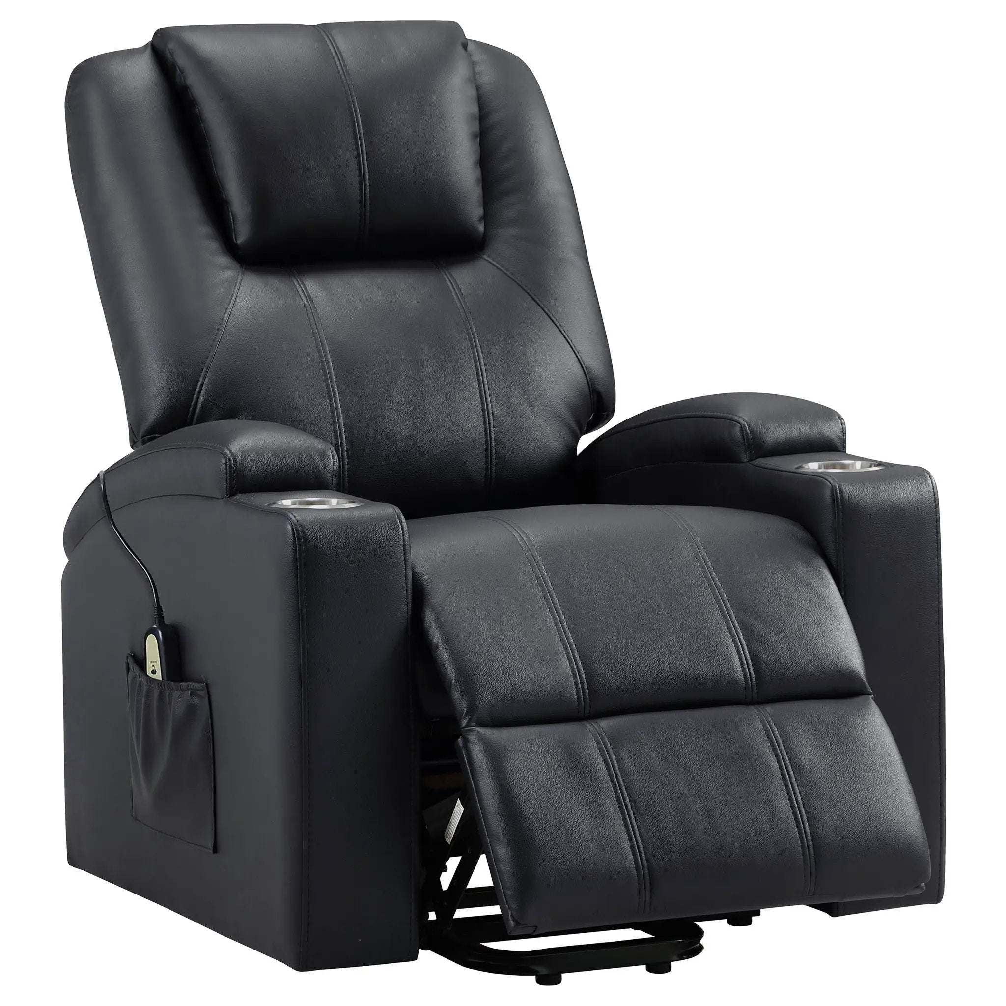 Armstrong Upholstered Power Lift Massage Recliner Black by Unique Piece Furniture
