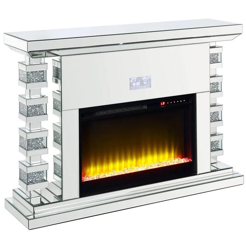 Noralie - 47" Fireplace With Bluetooth - Mirrored & Faux Diamonds by Unique Piece Furniture