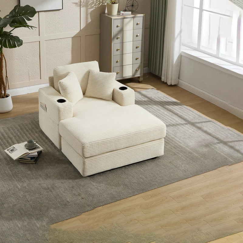Corduroy Upholstered Chaise Lounge Sofa by HouseOfZazla