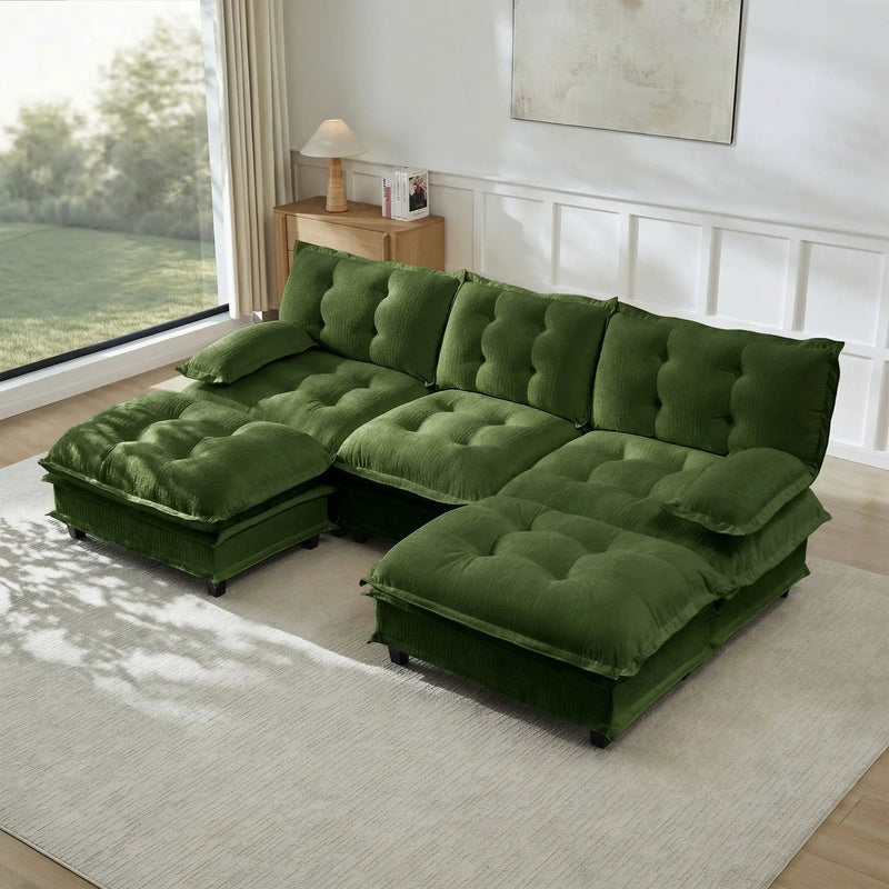 107" U Shaped Modern Sofa Modular Sectional Cloud Couch with Ottomans by HouseOfZazla