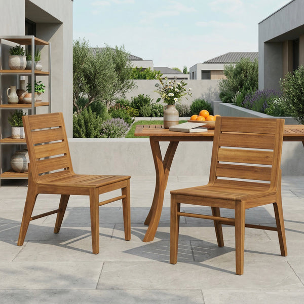Outdoor Acacia Wood Dining Chair (Set of 2)