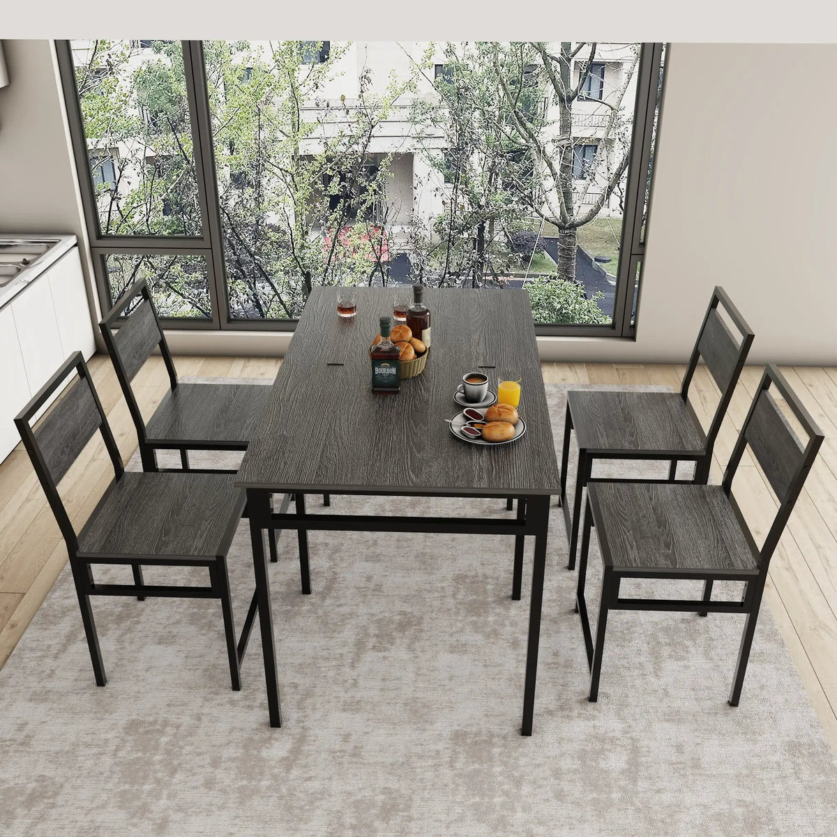 Extendable Dining Table Set with 4 Chairs by HouseOfZazla