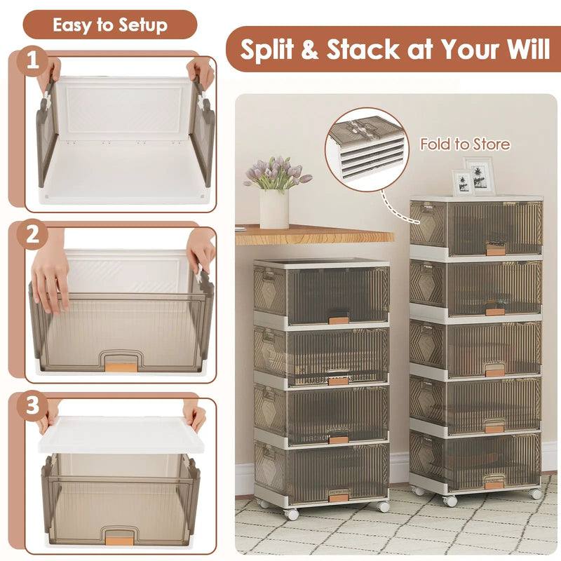 3/4/5/6-Cube Stackable Storage Bins with Detachable Wheels by DirectDeals
