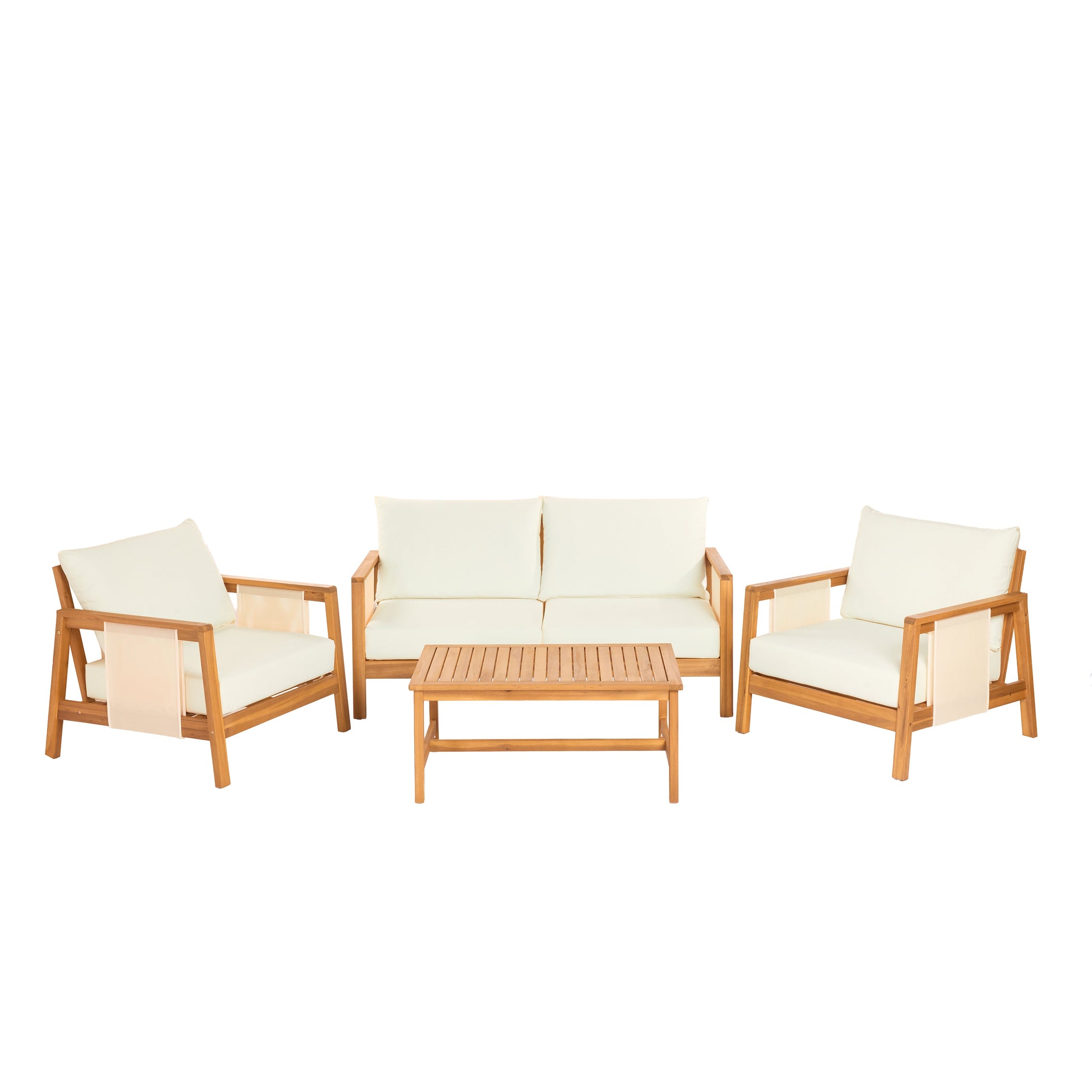 4-Pieces Sofa Set with Cushions Outdoor Loveseat & Coffee Table Set by HouseOfZazla
