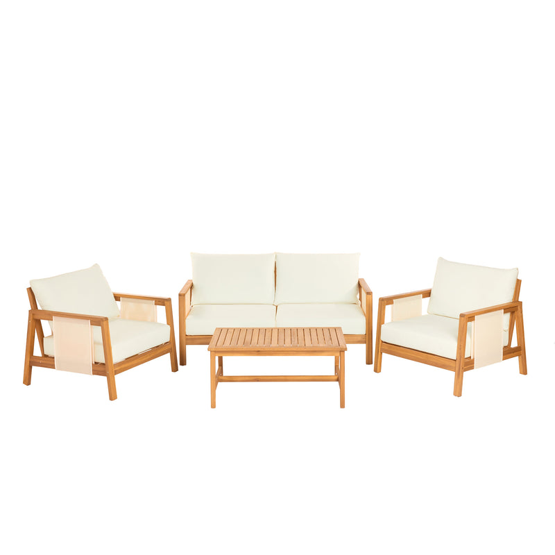 4-Pieces Sofa Set with Cushions Outdoor Loveseat & Coffee Table Set by HouseOfZazla