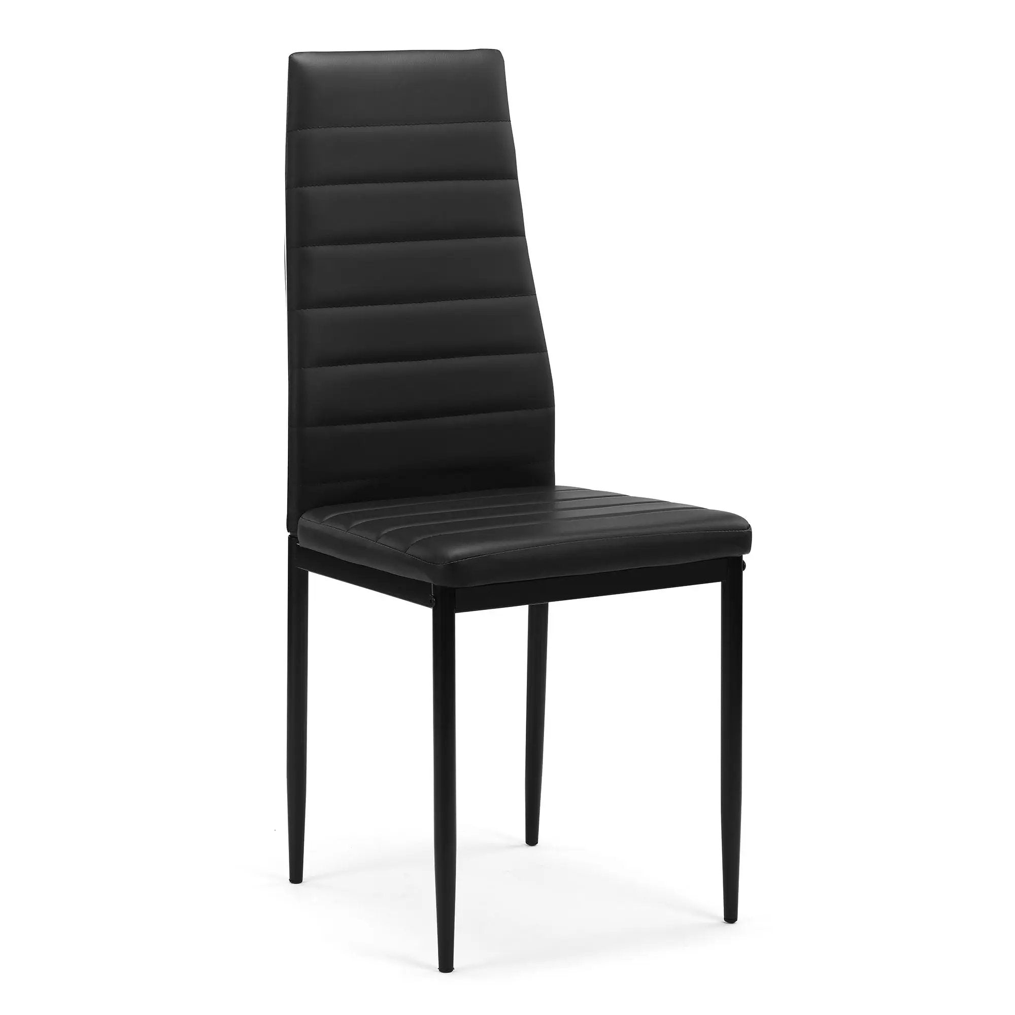 5 Pieces Dining Table Set For 4, Kitchen Room Tempered Glass Dining Table, 4 Faux Leather Chairs - Black by HouseOfZazla