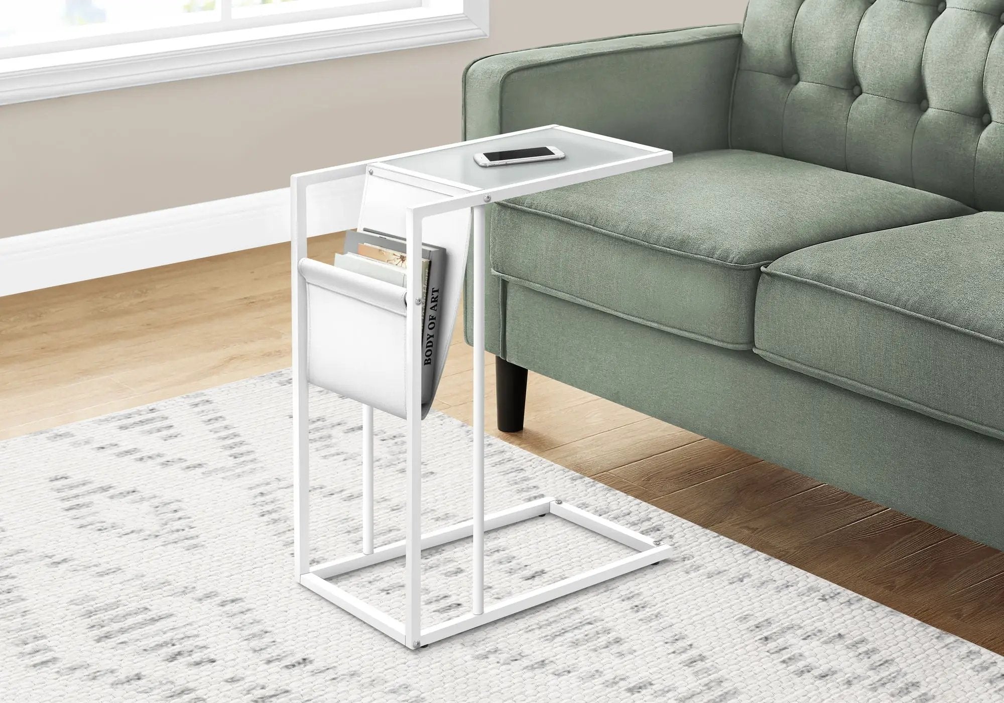 Accent Table, C - Shaped, Contemporary And Modern - White by Unique Piece Furniture