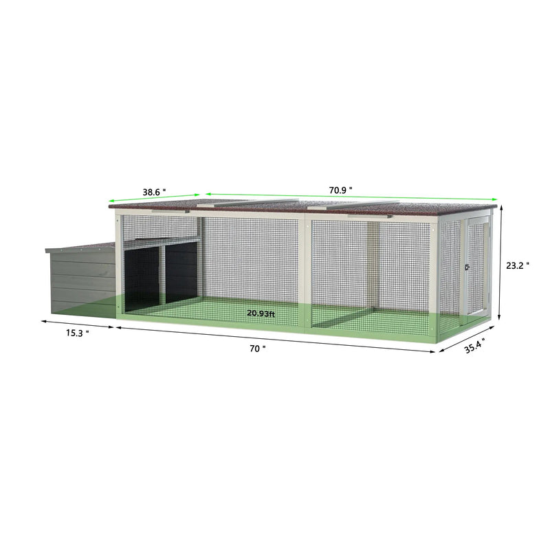 20.93ft² Large Wooden Chicken Coop Outdoor Hen House by HouseOfZazla