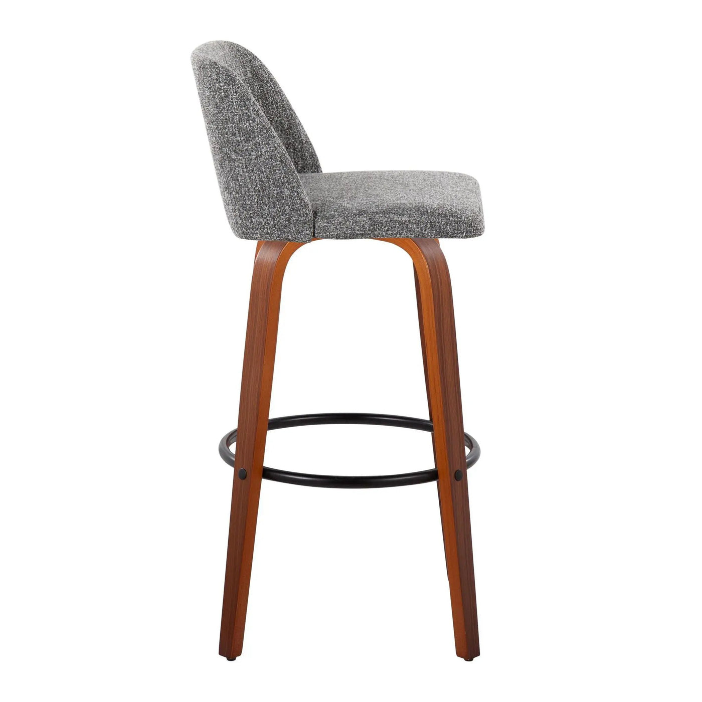 Toriano - Mid Century Modern Fixed Height Barstool Swivel And Round Footrest (Set of 2) by HouseOfZazla
