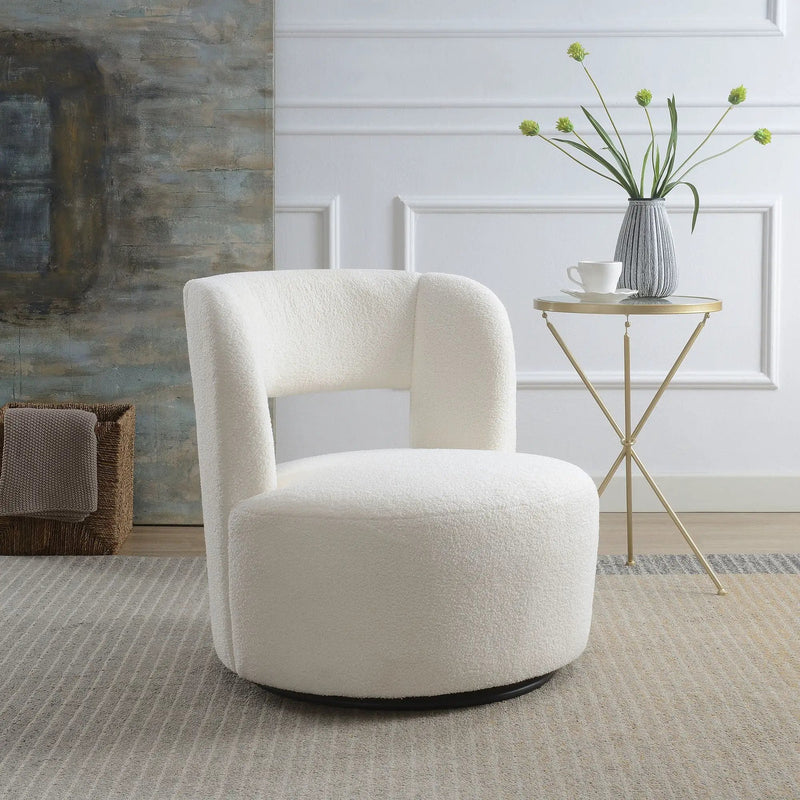 Swivel Comfy Round Barrel Chair With Soft Teddy Fabric For Living Room by HouseOfZazla