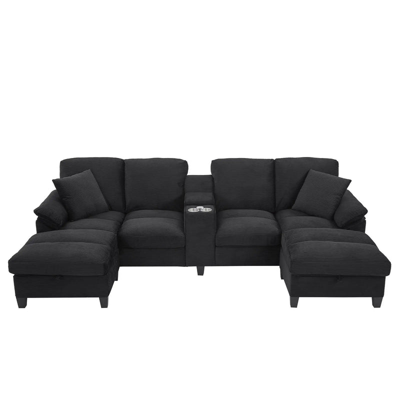 Modern U-Shaped Sectional Sofa With Storage Ottomans by Unique Piece Furniture