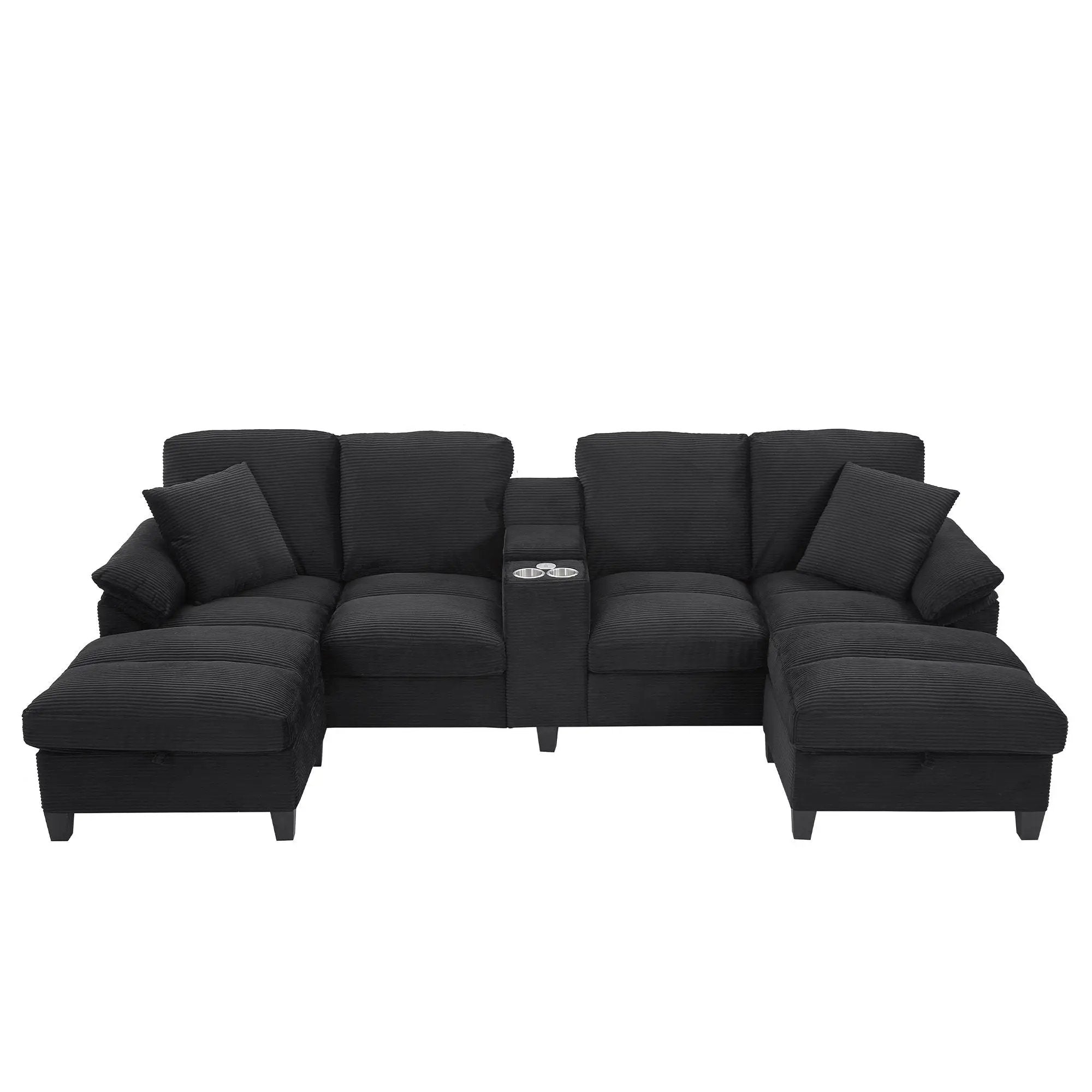 Modern U-Shaped Sectional Sofa With Storage Ottomans by HouseOfZazla