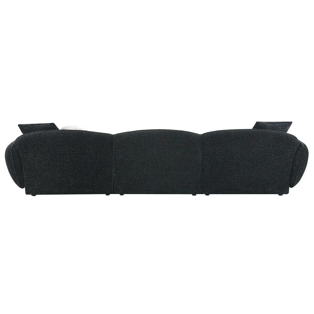 Lucifer - Sectional Sofa With 3 Pillows - Black Shimmer Chenille by Unique Piece Furniture