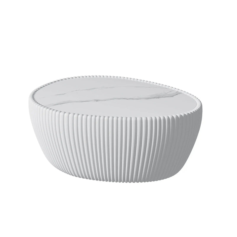 Light Sintered Stone Top Goose Egg Shape Table by HouseOfZazla