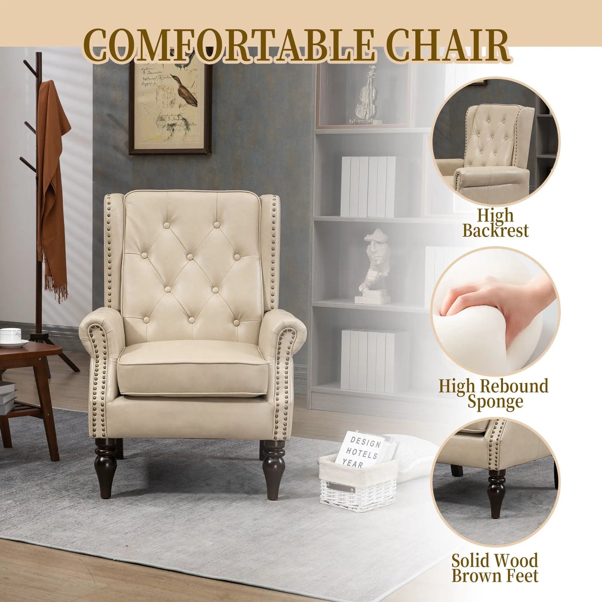 Modern Accent Armchair With Sturdy Wood Legs by Unique Piece Furniture