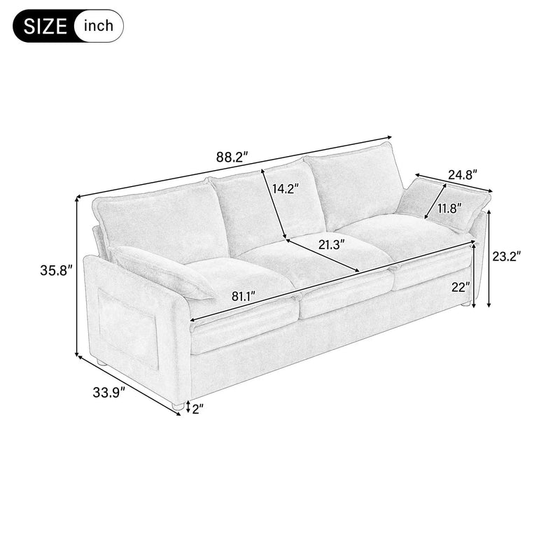 Modern Sofa Set With Double Layer Cushion And Side Storage Pockets by HouseOfZazla