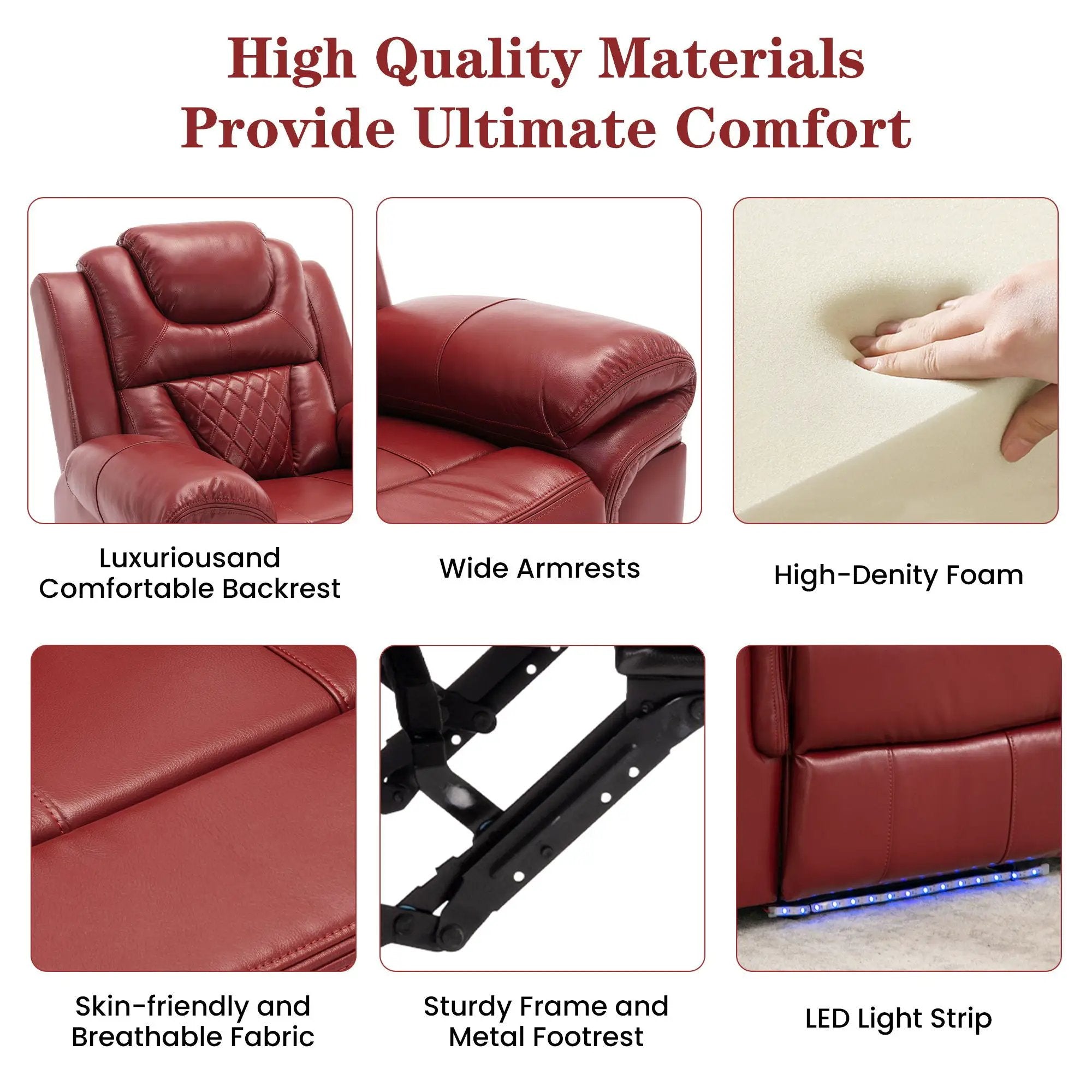 Home Theater Seating Manual Recliner Chair With Led Light Strip For Living Room by Unique Piece Furniture