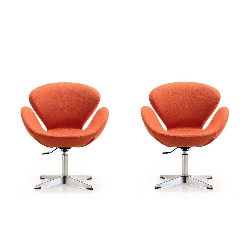 Upholstered Swivel Lounge Chair With Adjustable Height - Orange by HouseOfZazla