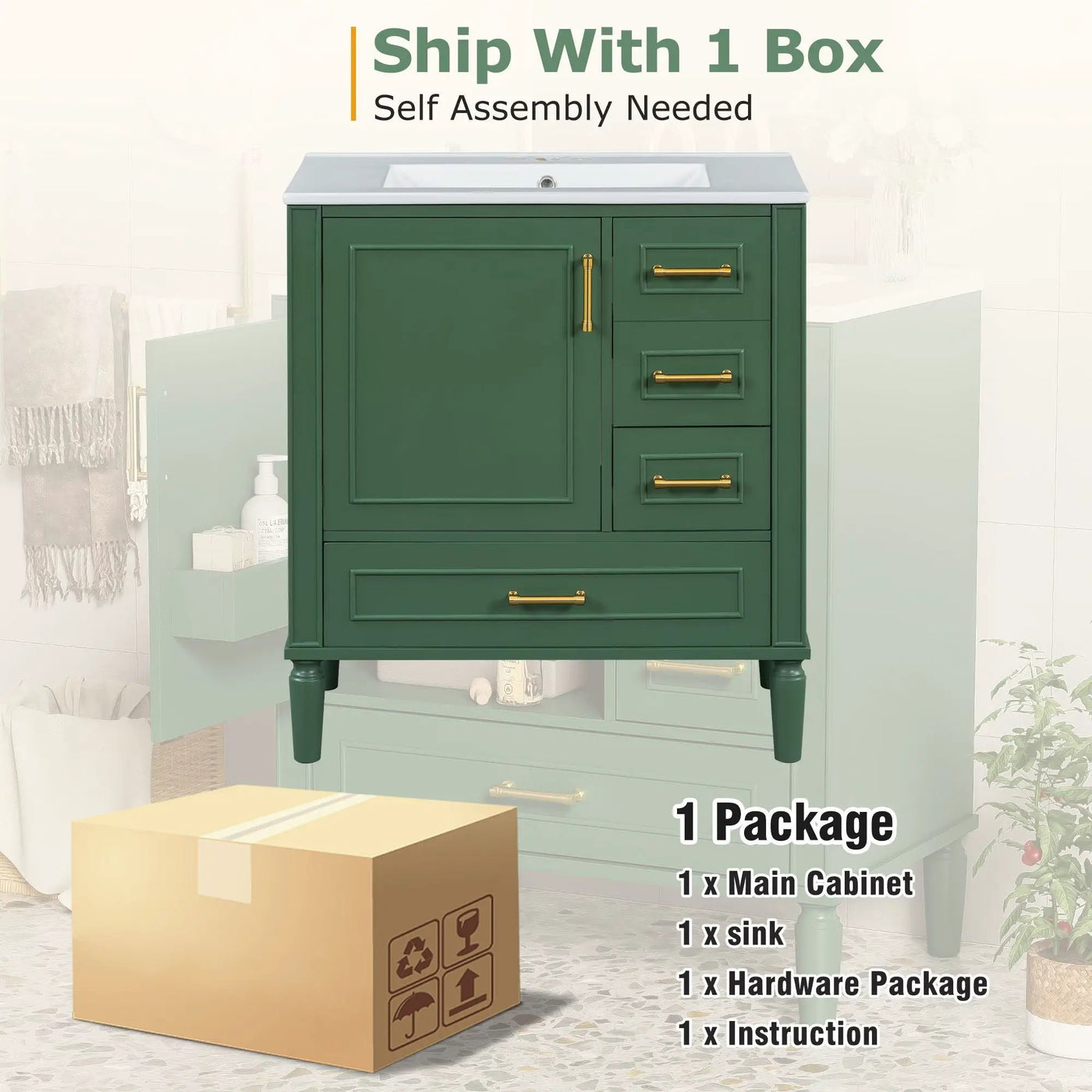Traditional Bathroom Vanity Set With Soft Close Doors by HouseOfZazla