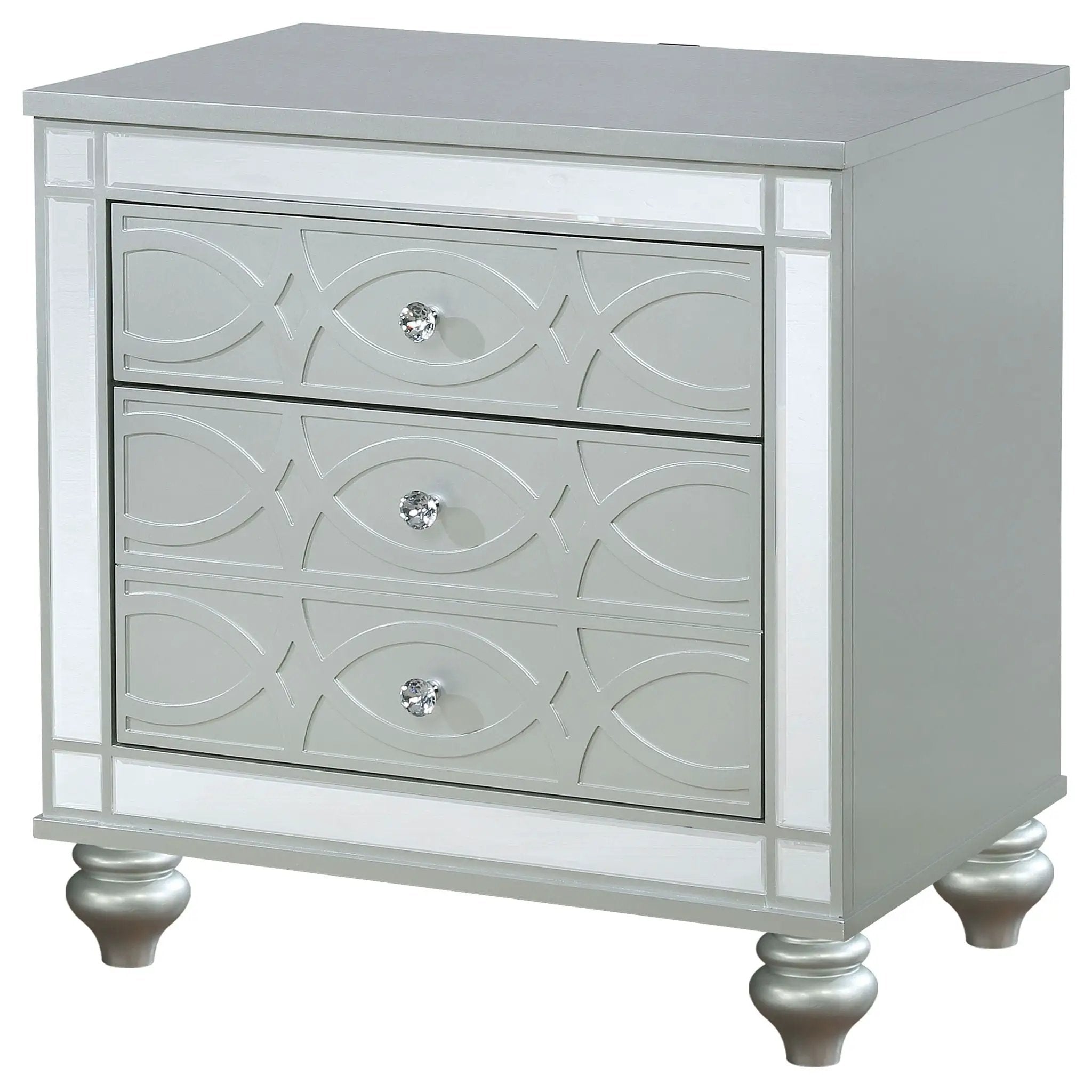 Gunnison 2-drawer Nightstand Silver Metallic by Unique Piece Furniture