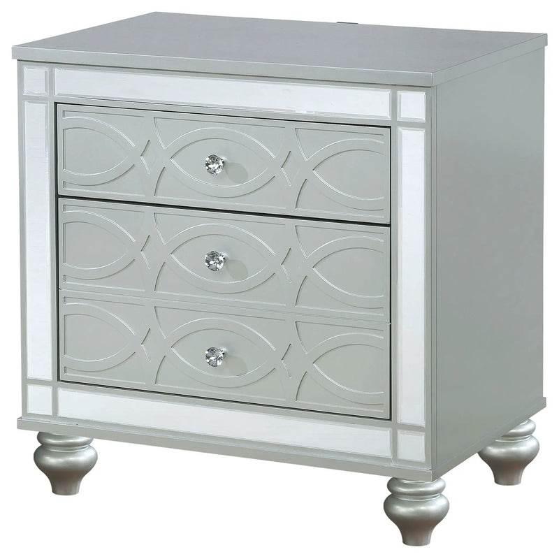 Gunnison 2-drawer Nightstand Silver Metallic by Unique Piece Furniture