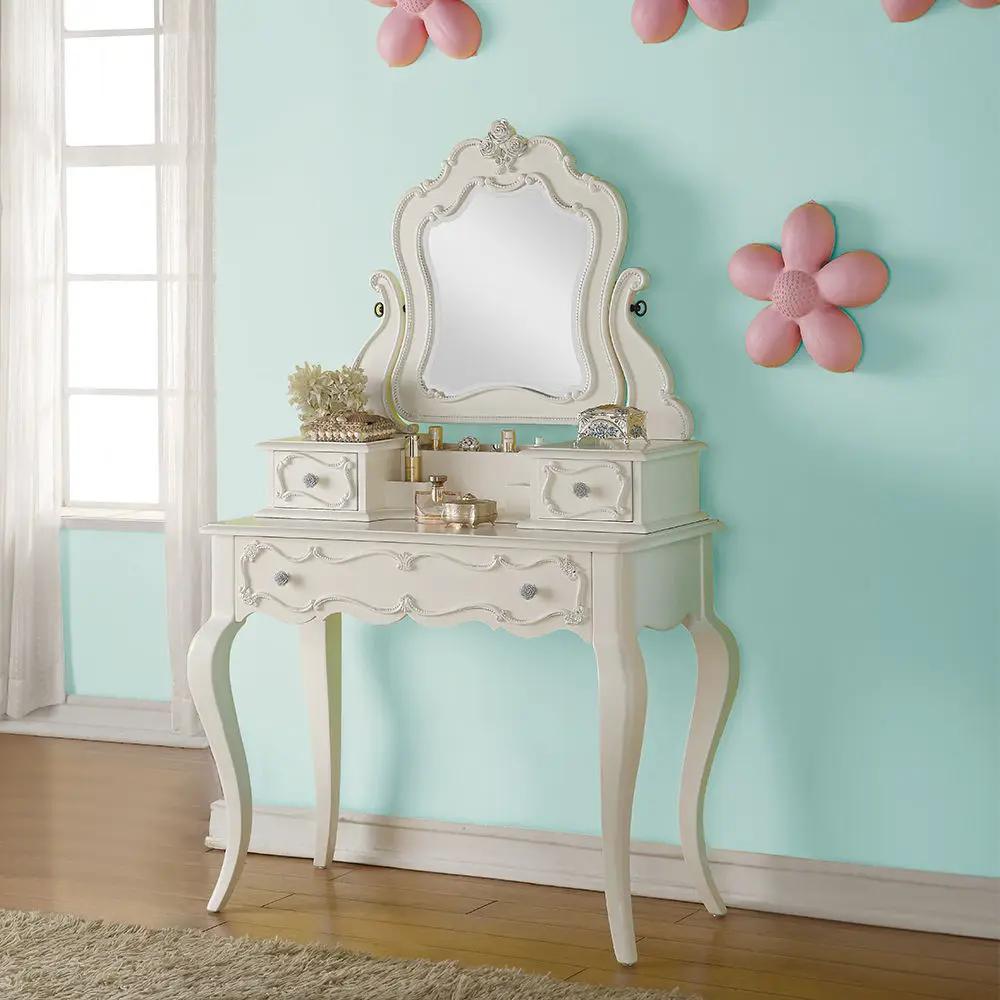 Edalene - Vanity Desk With Mirror - Pearl White by Unique Piece Furniture
