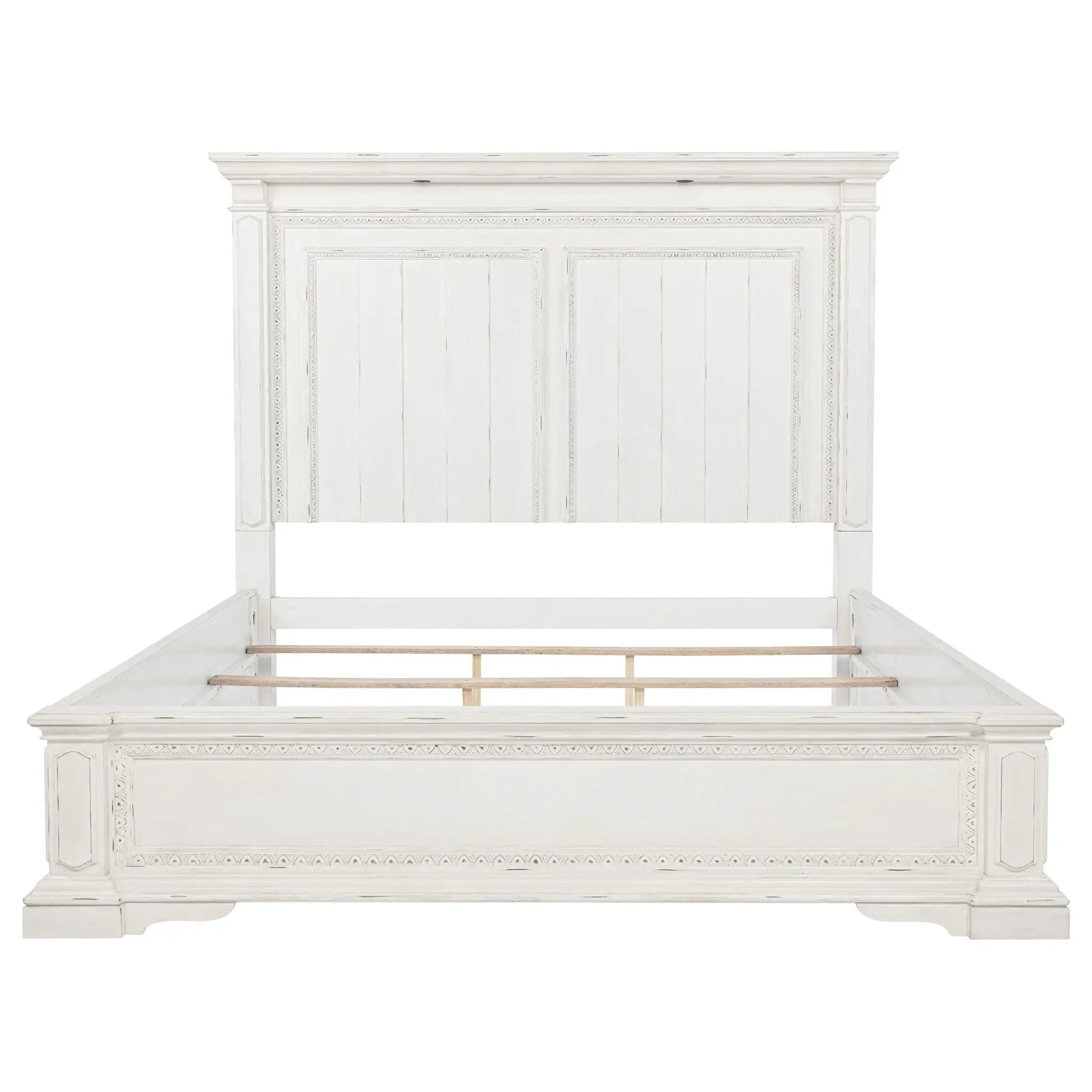 McKinney California King LED Light Panel Bed Vintage White by Unique Piece Furniture