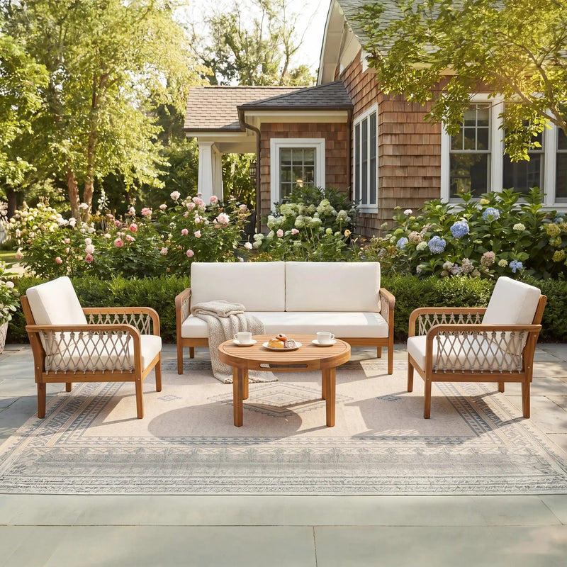 4-Piece Acacia Wood Outdoor Patio Furniture Set by HouseOfZazla