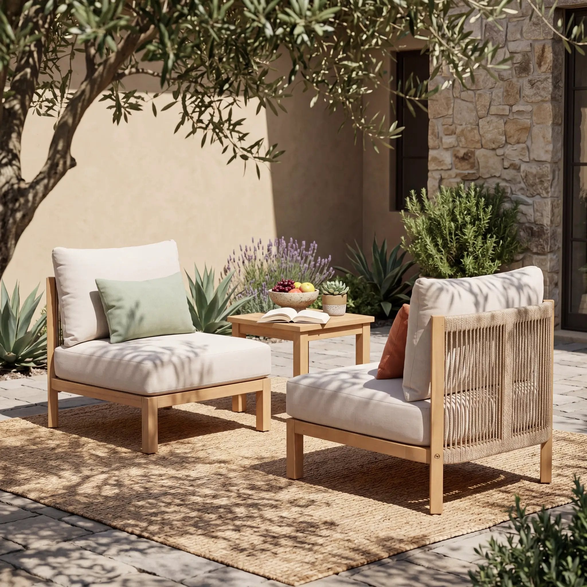 Acacia Wood Patio Furniture Club Chair Set of Two by HouseOfZazla