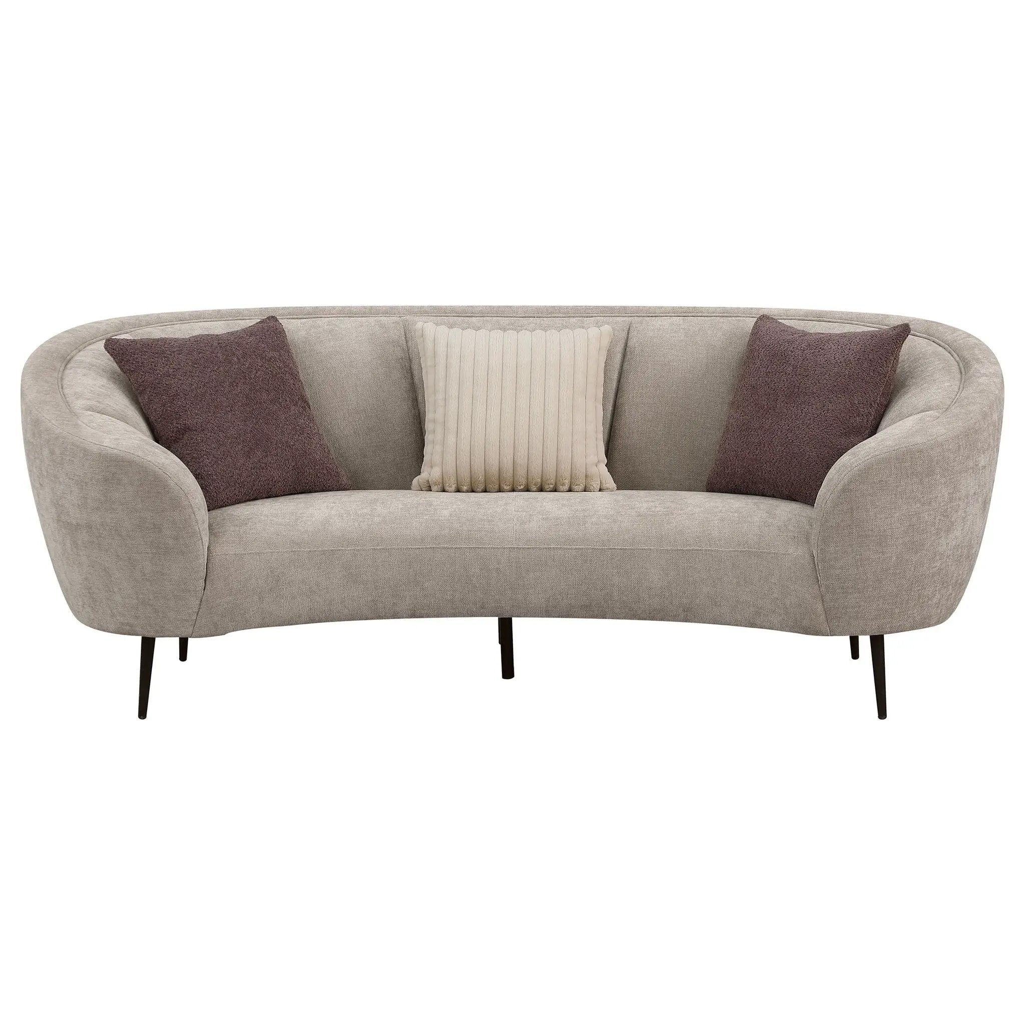 Ellorie Upholstered Channel Back Curved Sofa Beige by Unique Piece Furniture