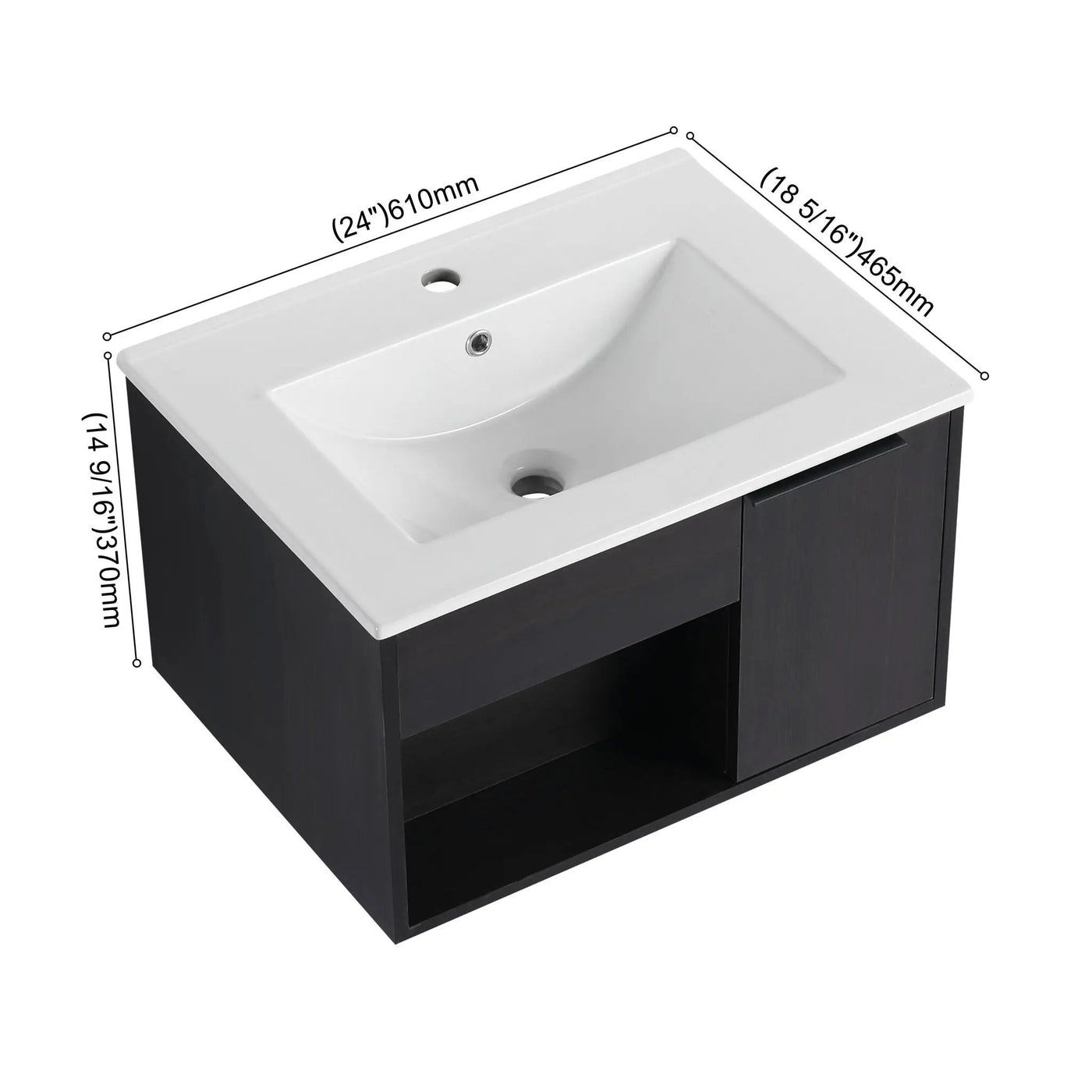 Wall Mounted Floating Bathroom Vanity With Open Shelf & Soft Close Door by Unique Piece Furniture