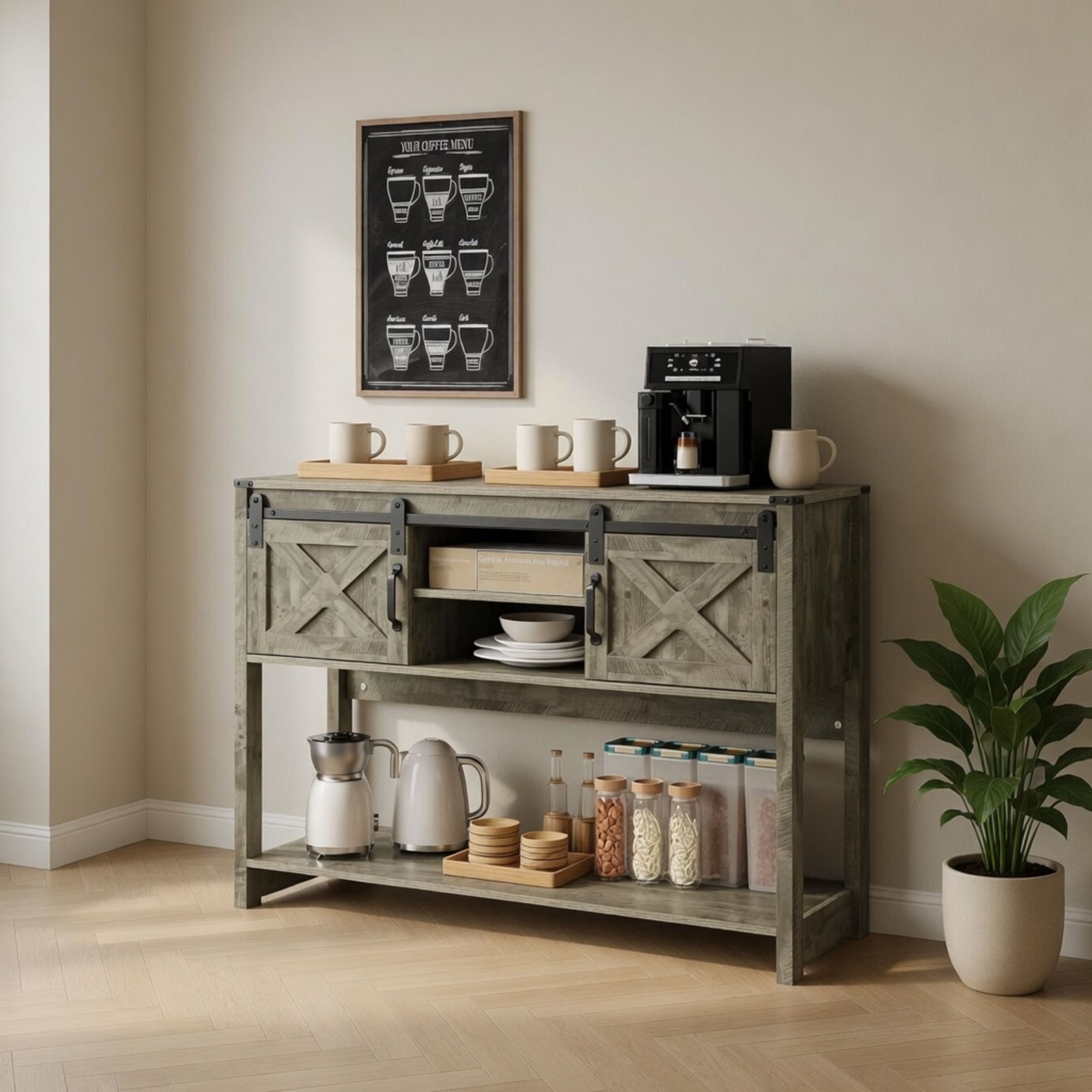 Farmhouse Entryway Table With Sliding Barn Door by HouseOfZazla