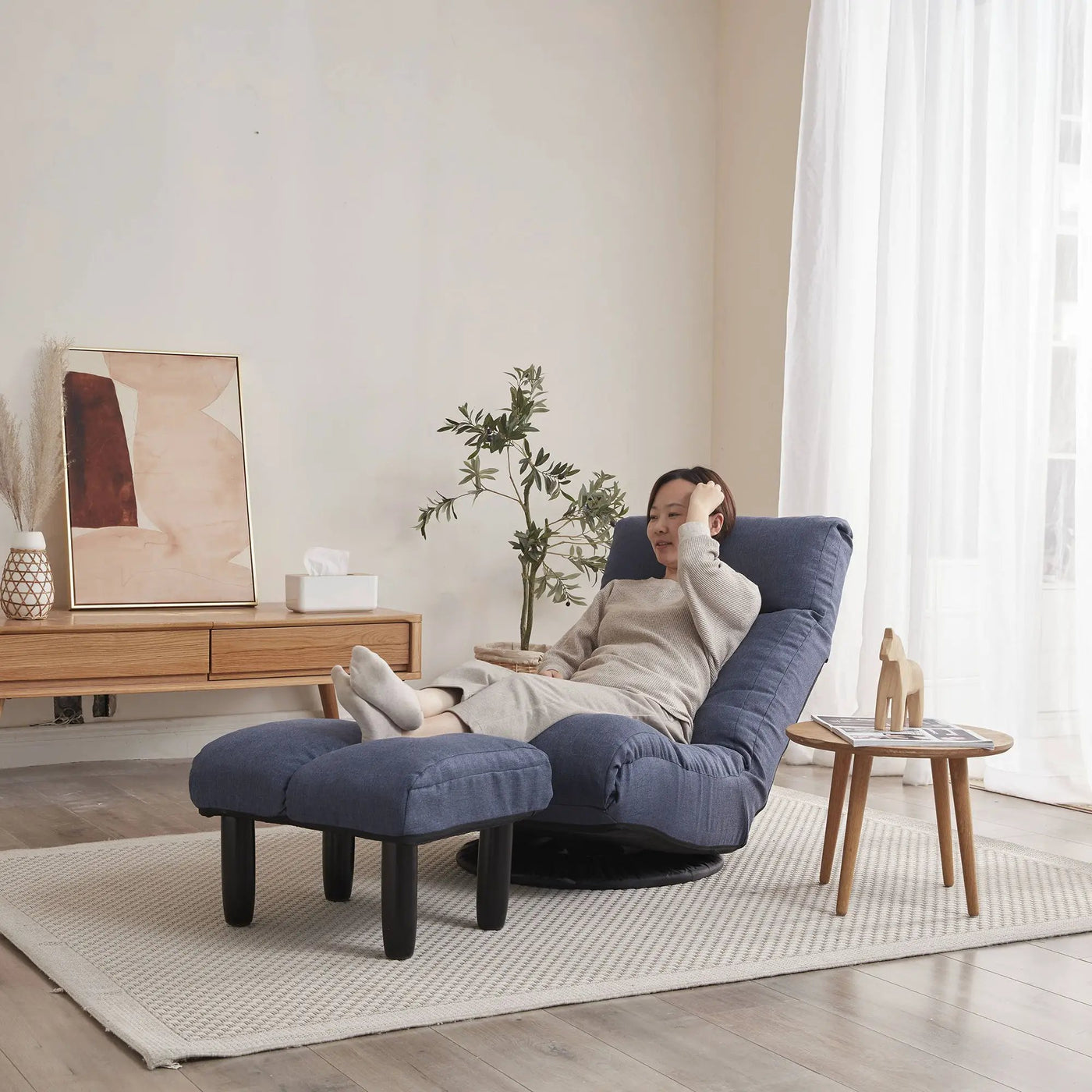 Adjustable Japanese Reclining Floor Chair Sofa With Metal Frame For Living Room by HouseOfZazla