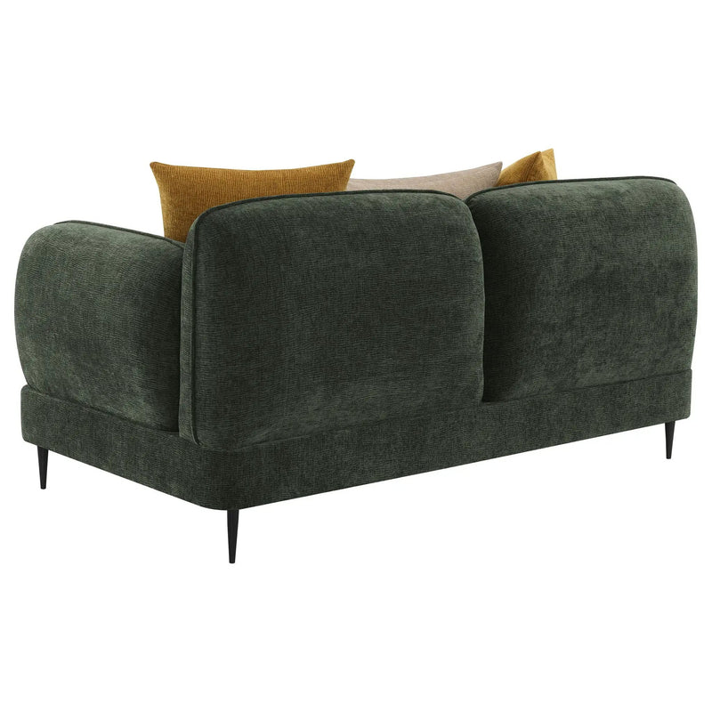 Jade Chenille Upholstered Modern Track Arm Loveseat Green by Unique Piece Furniture