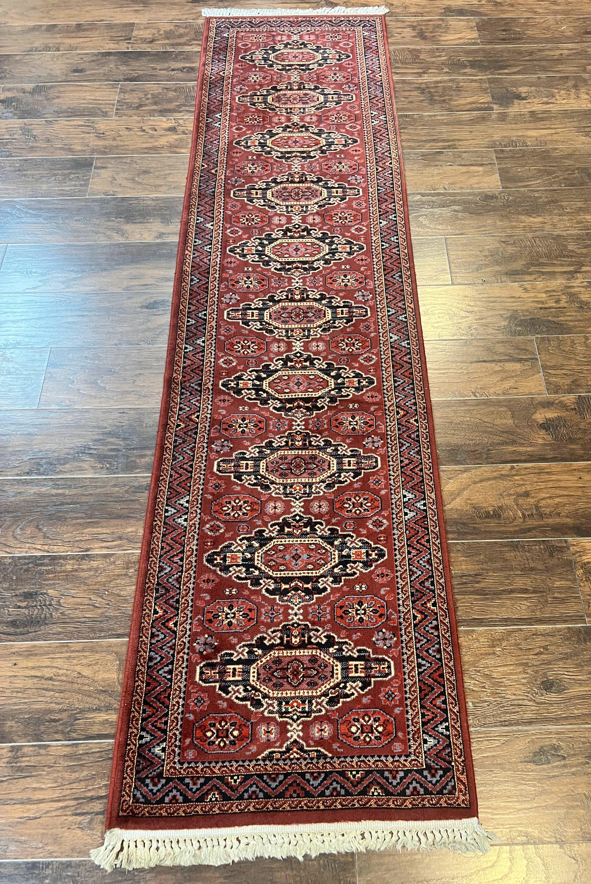 Belgium Power Loomed Runner Rug 2x9, Vintage Wool Rug for Hallway 2 x 9 ft, Red, Caucasian Persian Design, 9ft Runner by Jewel Rugs