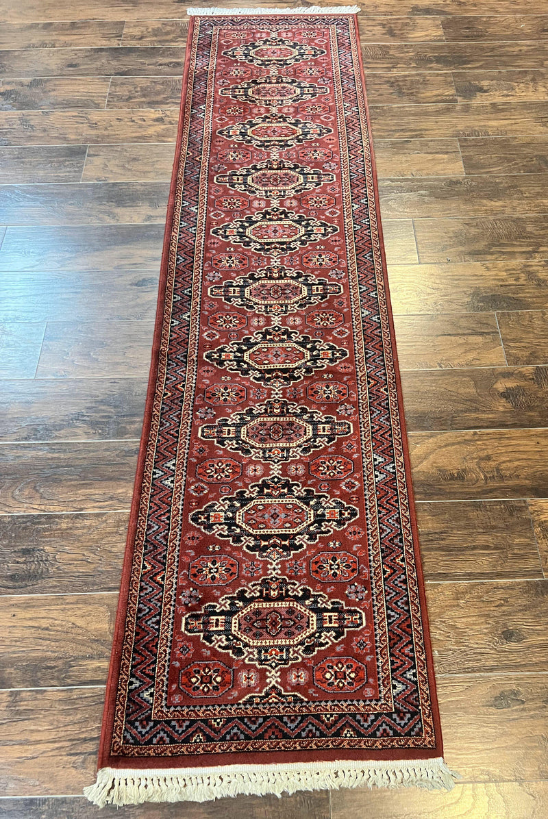 Belgium Power Loomed Runner Rug 2x9, Vintage Wool Rug for Hallway 2 x 9 ft, Red, Caucasian Persian Design, 9ft Runner by Jewel Rugs