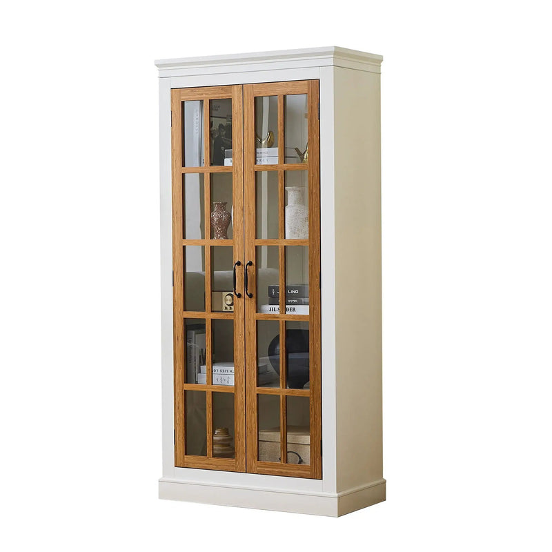 Rustic Style Display Cabinet With Glass Doors For Collectibles by HouseOfZazla