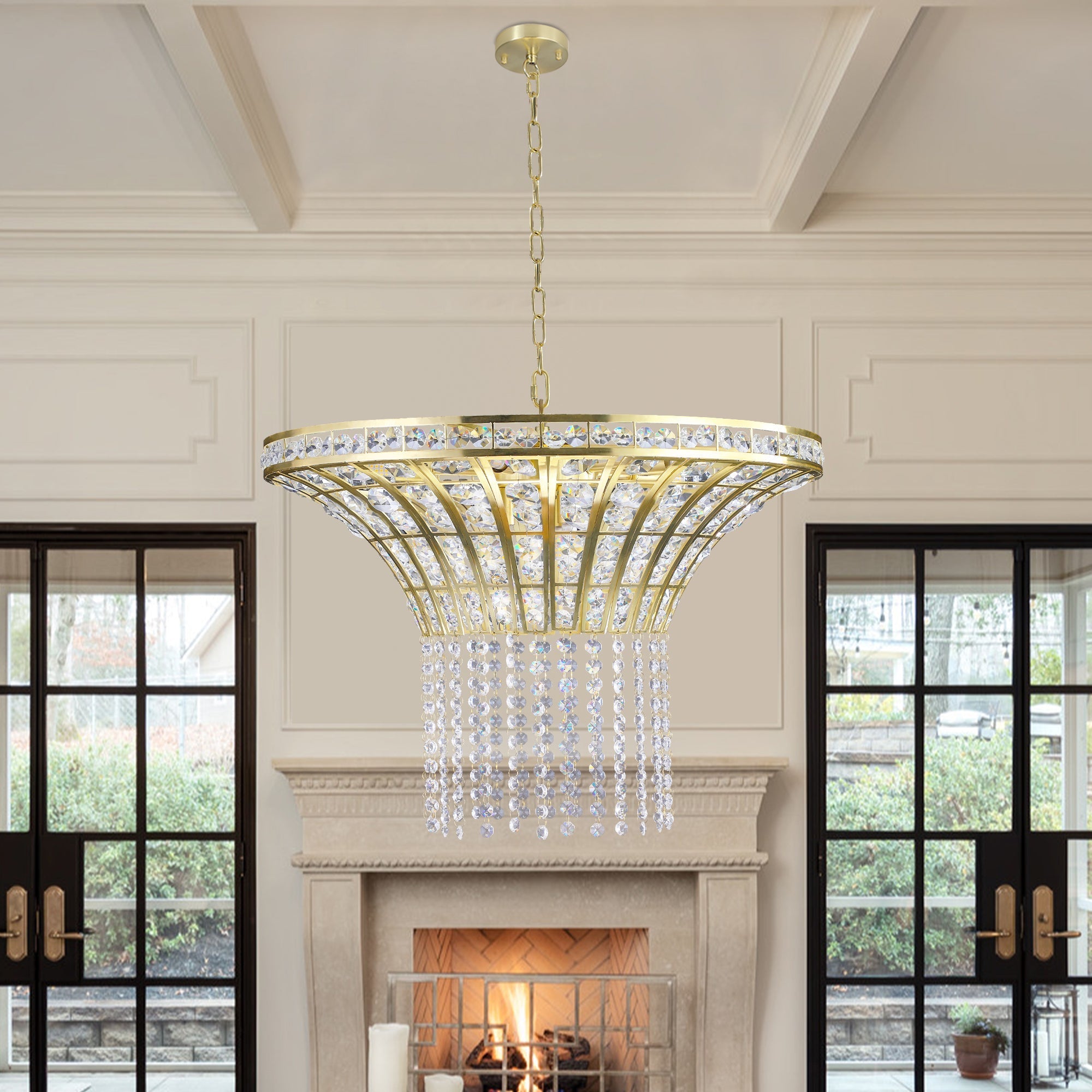 8-Light 23.6' Wide Crystal Waterfall Chandelier by HouseOfZazla