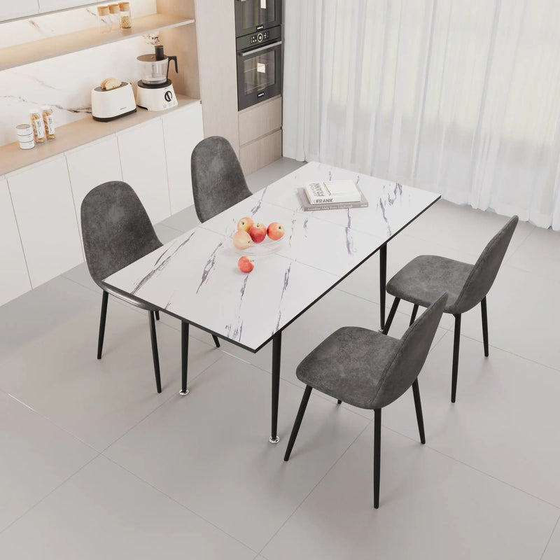 Modern Extendable Dining Table And Chair Set For 2 - 6 People by HouseOfZazla
