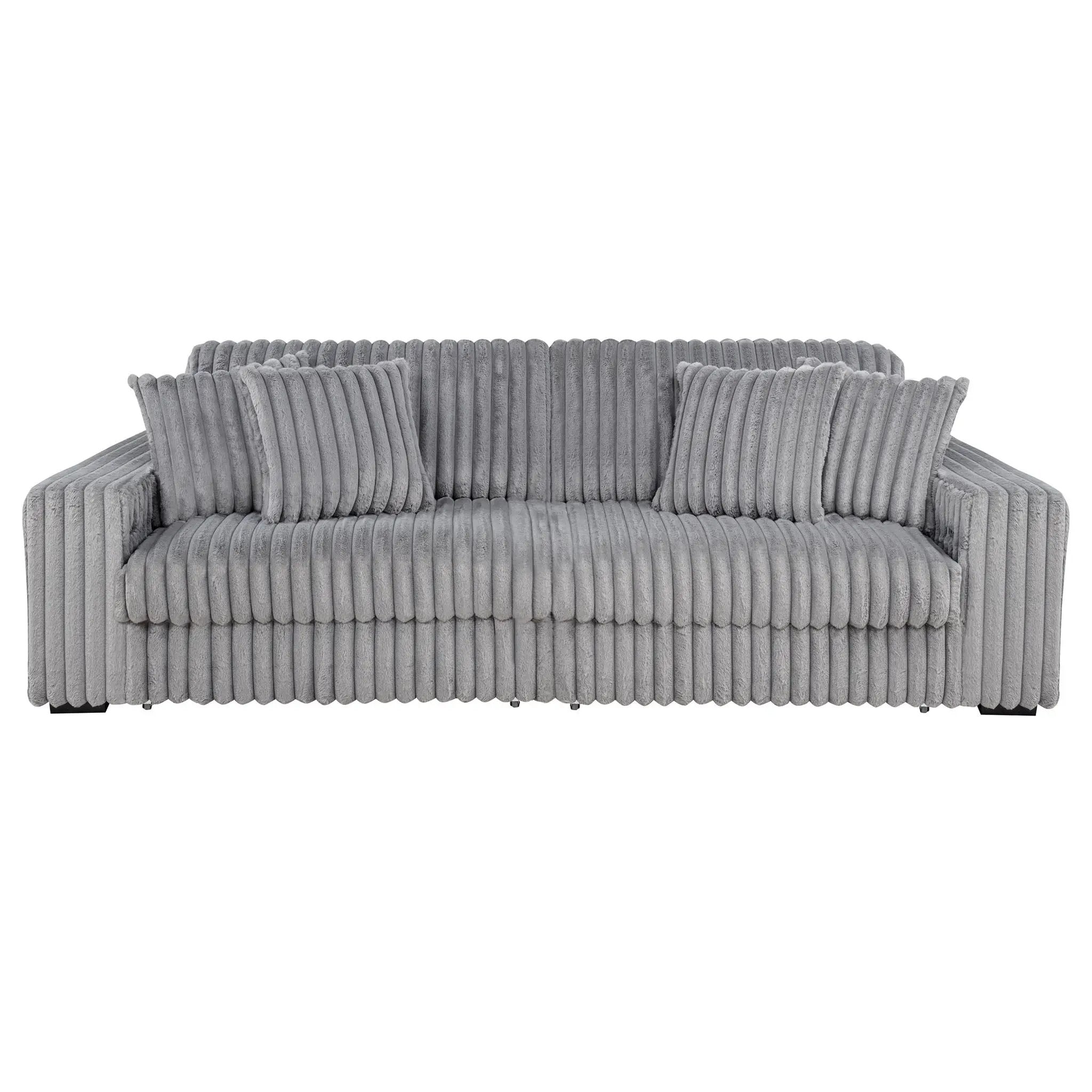 Jacana Corduroy Upholstered Dual Power Chaise Sofa Grey by Unique Piece Furniture