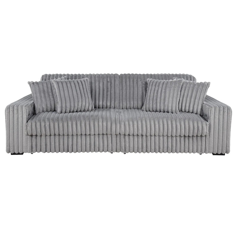 Jacana Corduroy Upholstered Dual Power Chaise Sofa Grey by Unique Piece Furniture