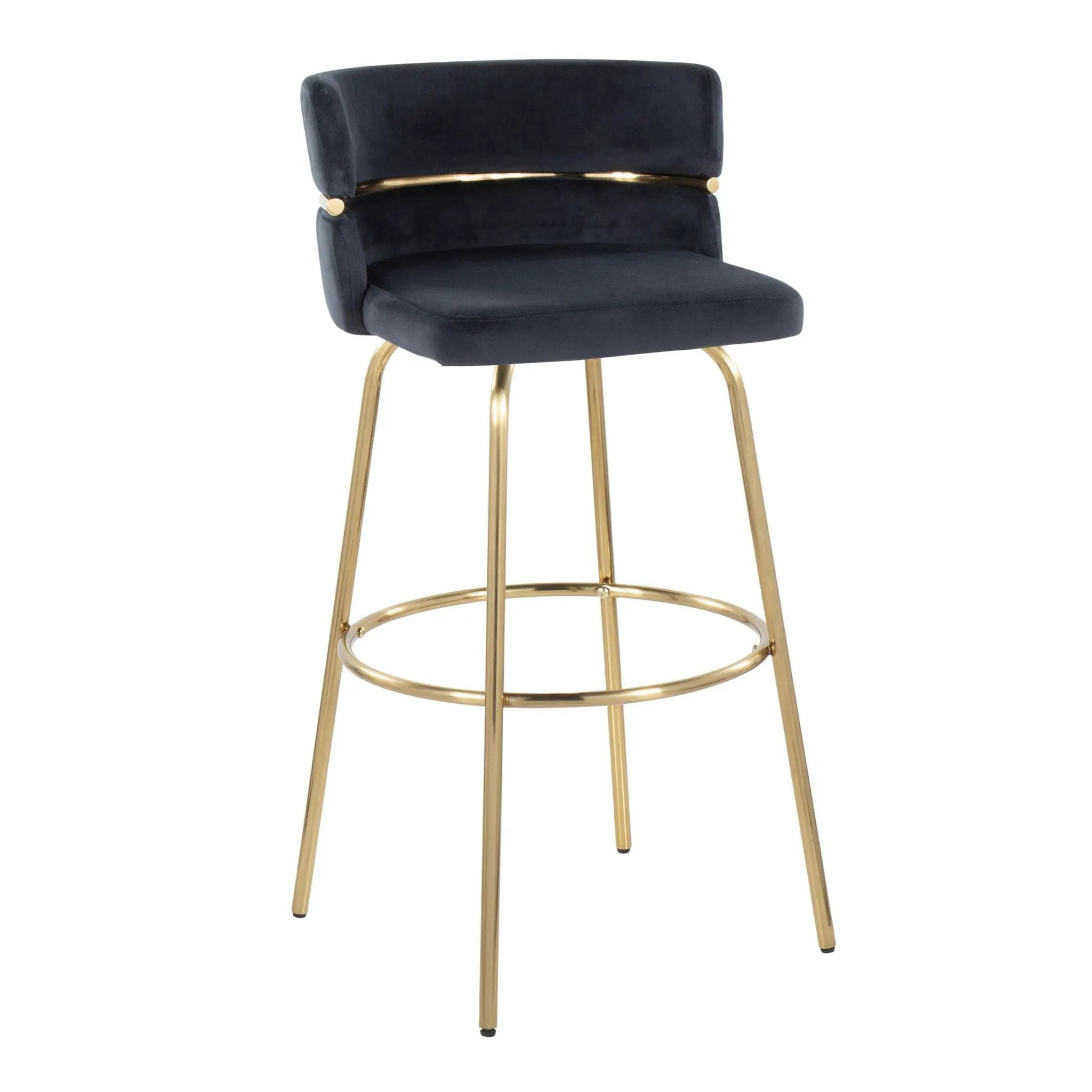 Cinch - Glam / Art Deco Fixed Height Barstool With Swivel With Round Footrest (Set of 2) by Unique Piece Furniture