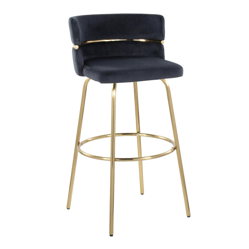 Cinch - Glam / Art Deco Fixed Height Barstool With Swivel With Round Footrest (Set of 2) by HouseOfZazla
