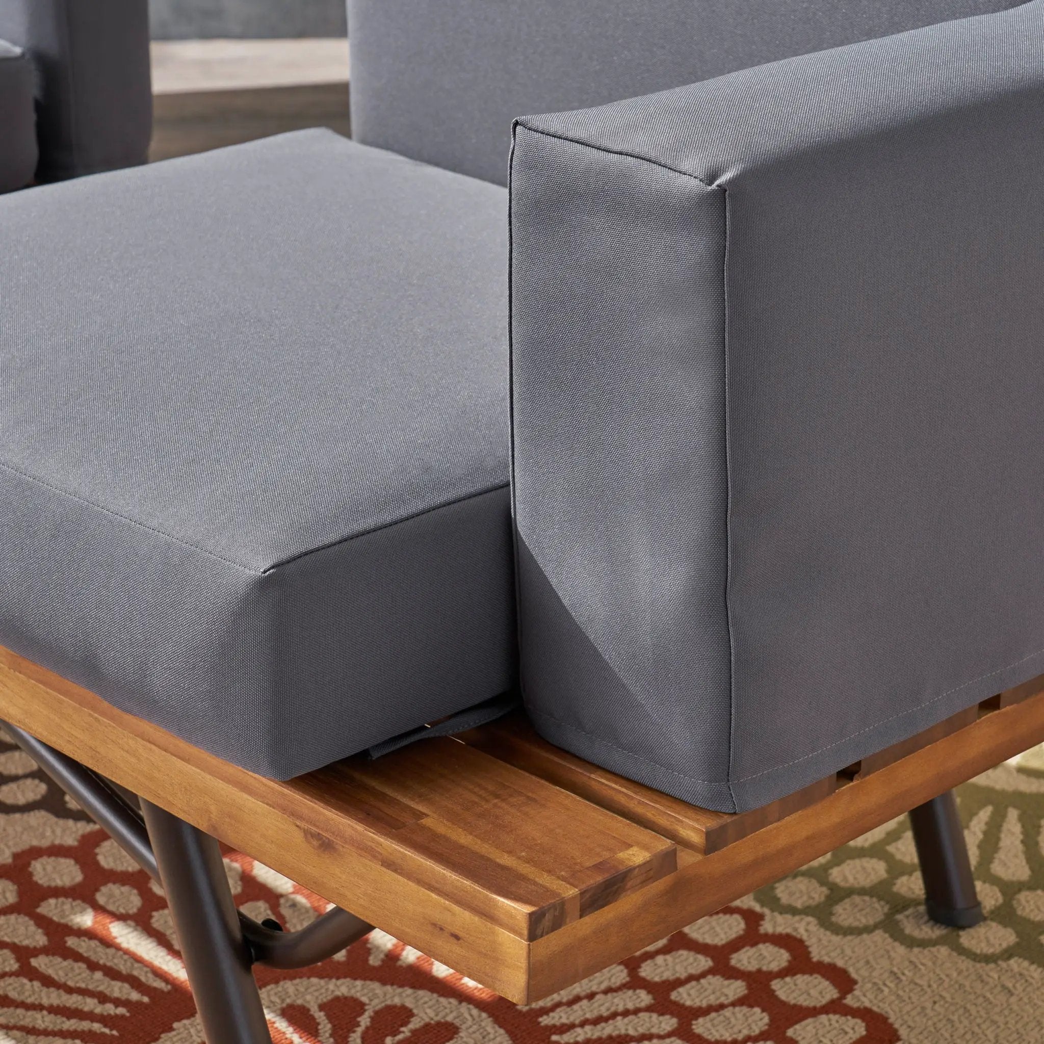 Outdoor Sofa With Cushions And Iron Legs - Dark Gray by HouseOfZazla