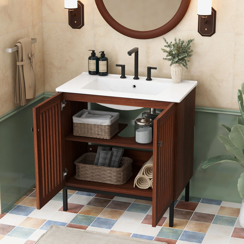 30" Vintage Bathroom Vanity With Ceramic Sink by HouseOfZazla